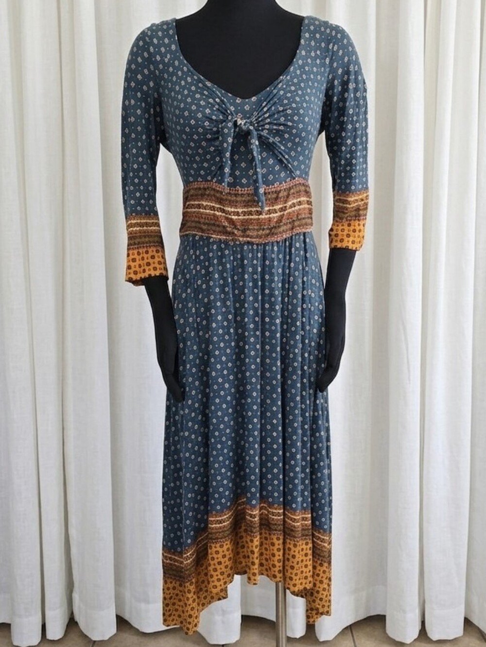 Anthropologie Maeve Beloved Tie Front Midi Dress.